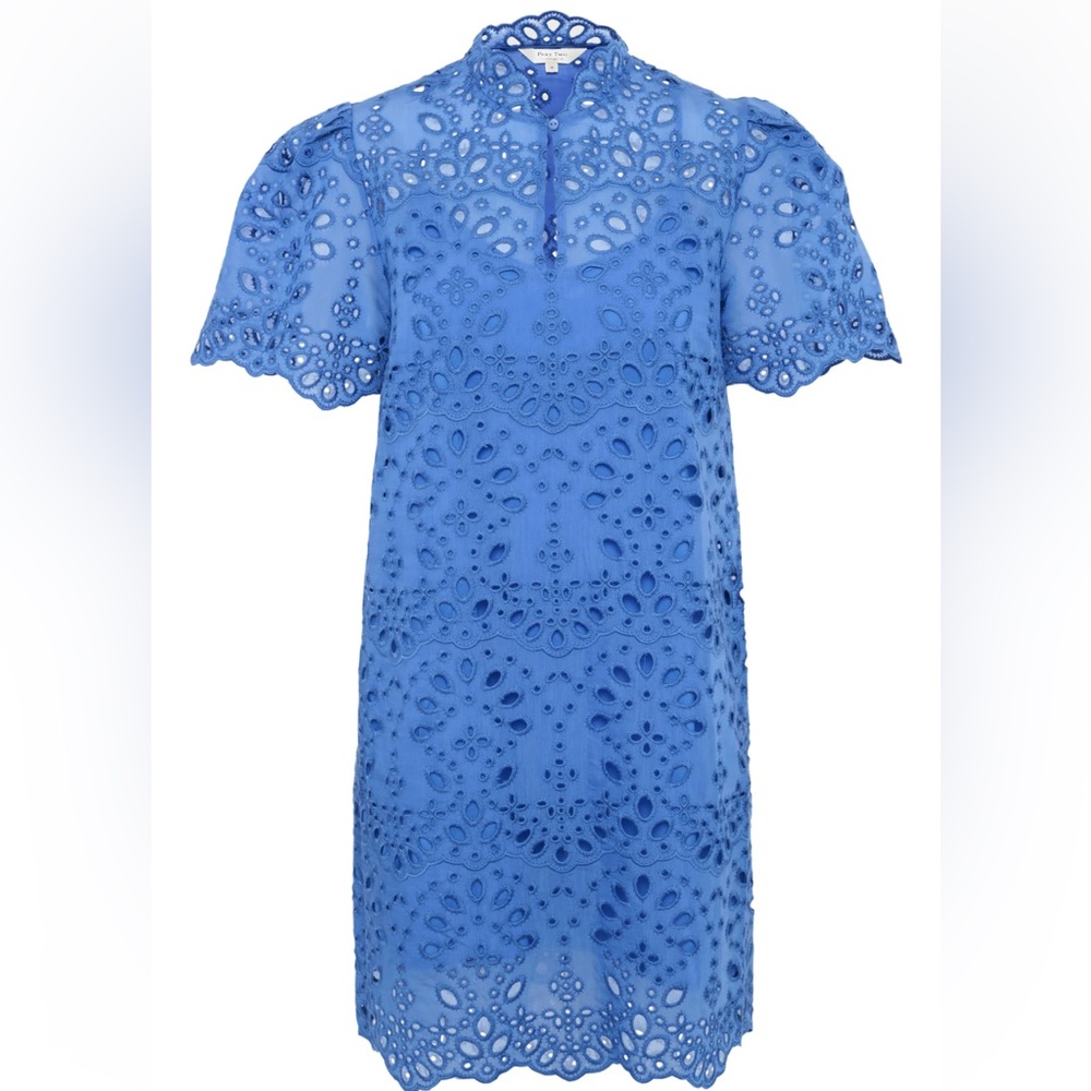 PART TWO EYELET DRESS BLUE